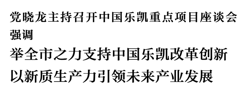 黨曉龍主持召開(kāi)中國(guó)樂(lè)凱重點(diǎn)項(xiàng)目座談會(huì)